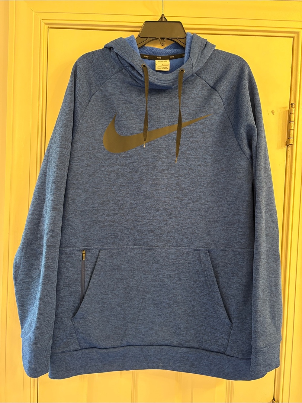 Nike Men’s Heather Blue Pullover Hoodie with Large Swoosh